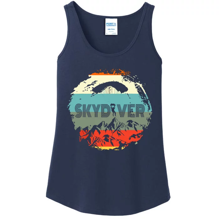 Retro Vintage Skydiver Skydiving Parachuting Skydive Gift Ladies Essential Tank