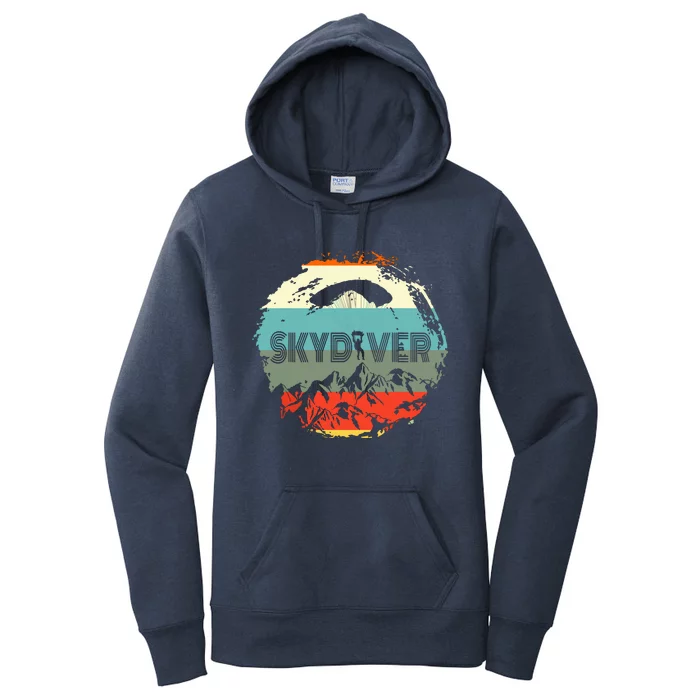 Retro Vintage Skydiver Skydiving Parachuting Skydive Gift Women's Pullover Hoodie