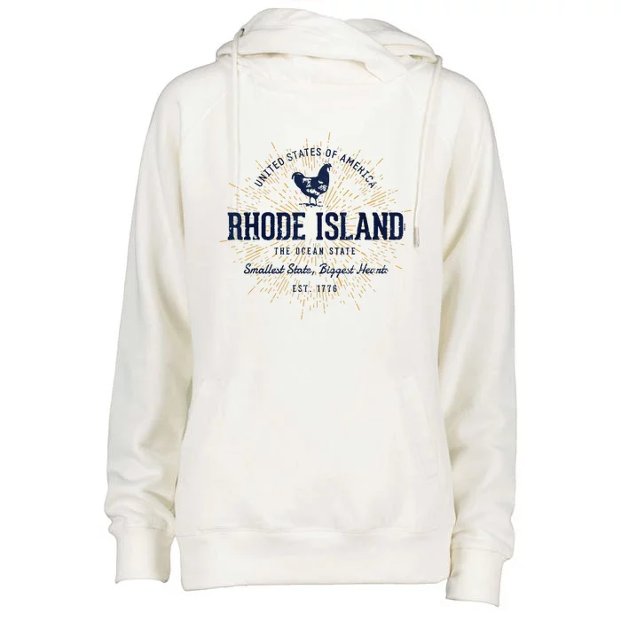 Retro Vintage State Of Rhode Island Womens Funnel Neck Pullover Hood