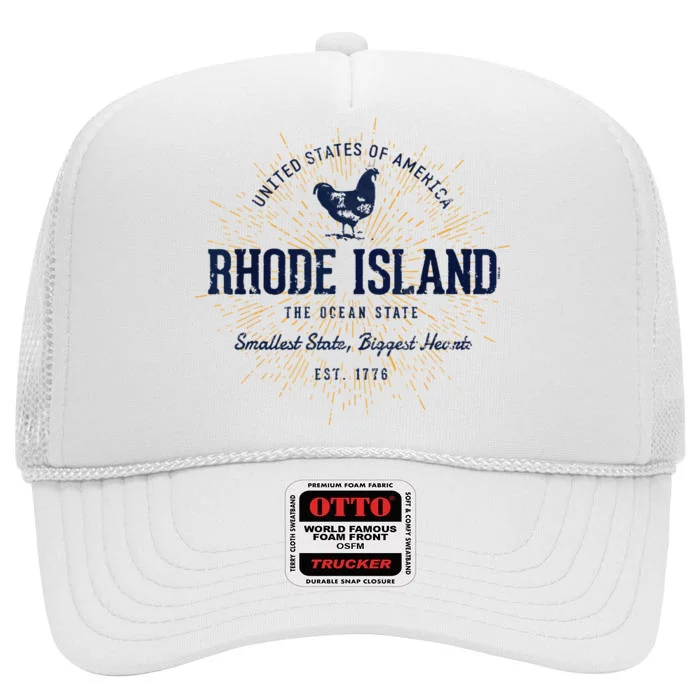 Retro Vintage State Of Rhode Island High Crown Mesh Trucker Hat