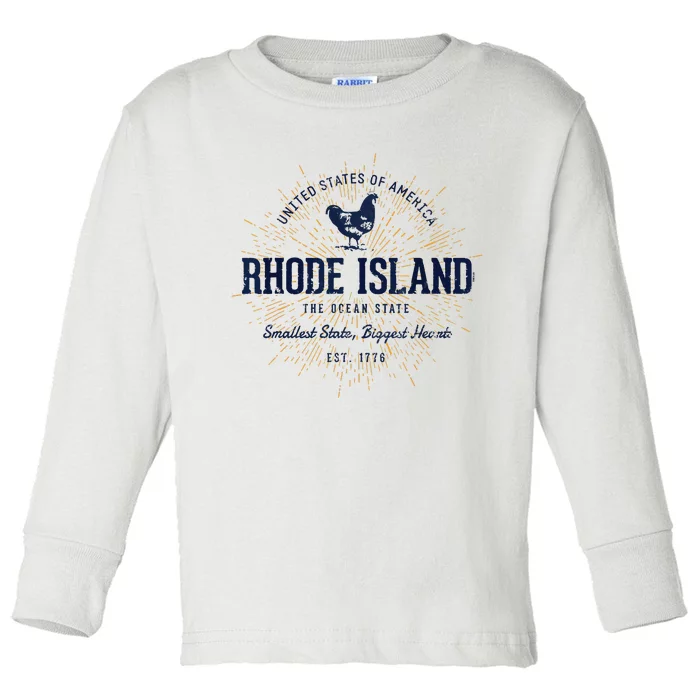 Retro Vintage State Of Rhode Island Toddler Long Sleeve Shirt