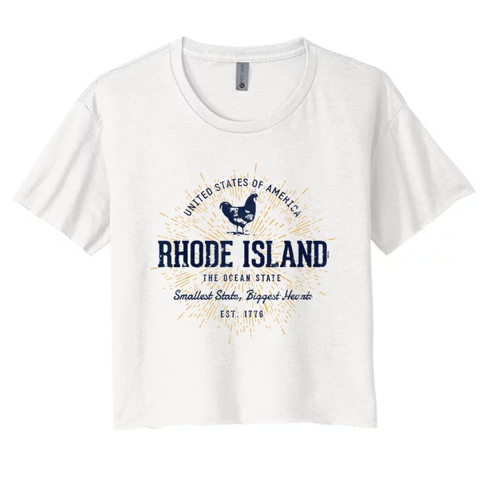 Retro Vintage State Of Rhode Island Women's Crop Top Tee