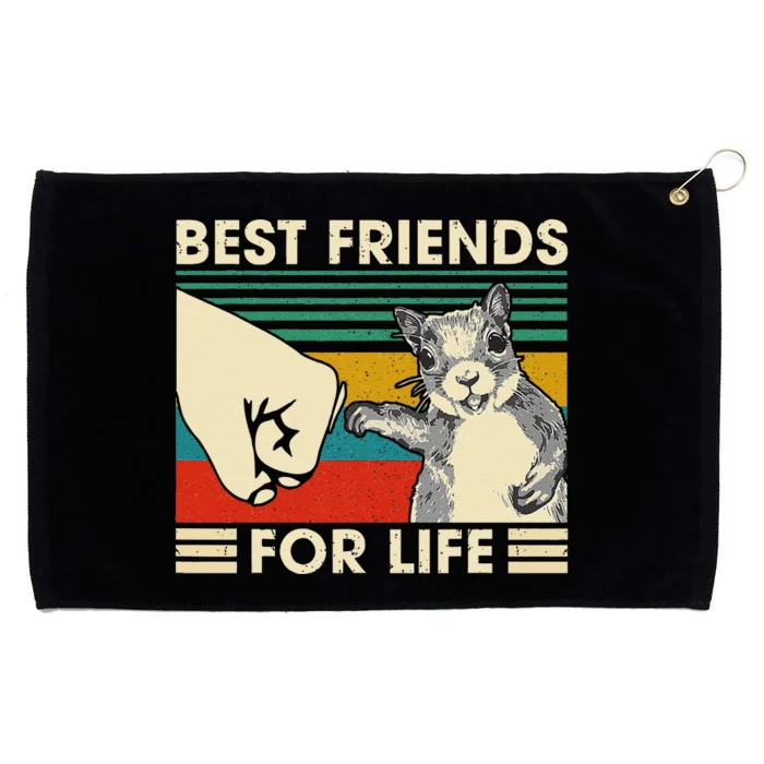 Retro Vintage Squirrel Best Friend For Life Fist Bump Grommeted Golf Towel