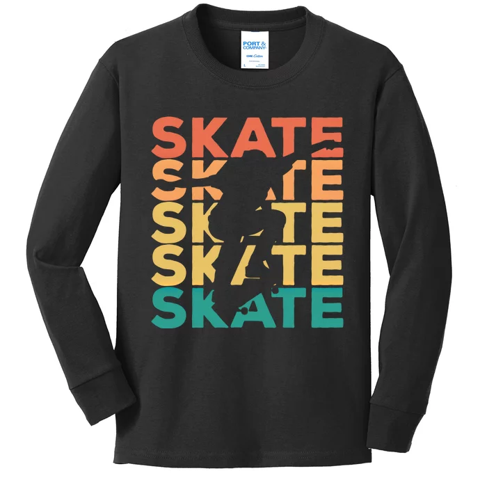 Retro Vintage Skating Gift For Skaters Gift Kids Long Sleeve Shirt