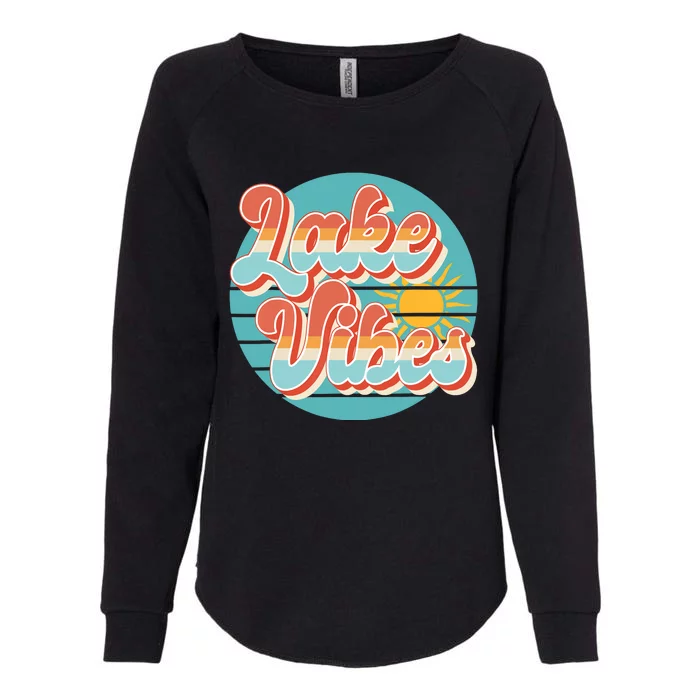 Retro Vintage Sunset Lake Vibes Summer Vacation Womens California Wash Sweatshirt