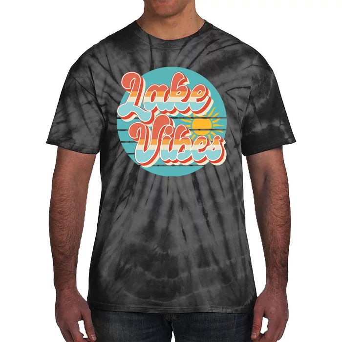 Retro Vintage Sunset Lake Vibes Summer Vacation Tie-Dye T-Shirt