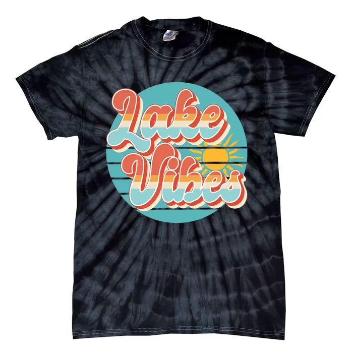 Retro Vintage Sunset Lake Vibes Summer Vacation Tie-Dye T-Shirt