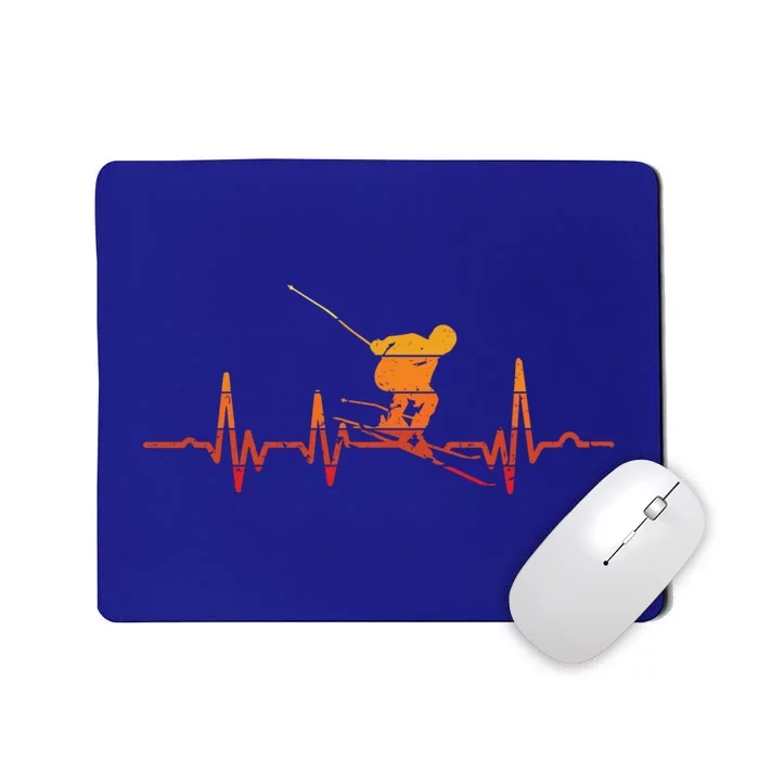 Retro Vintage Skiing Heartbeat Ski Lover Funny Skiers Funny Gift Mousepad