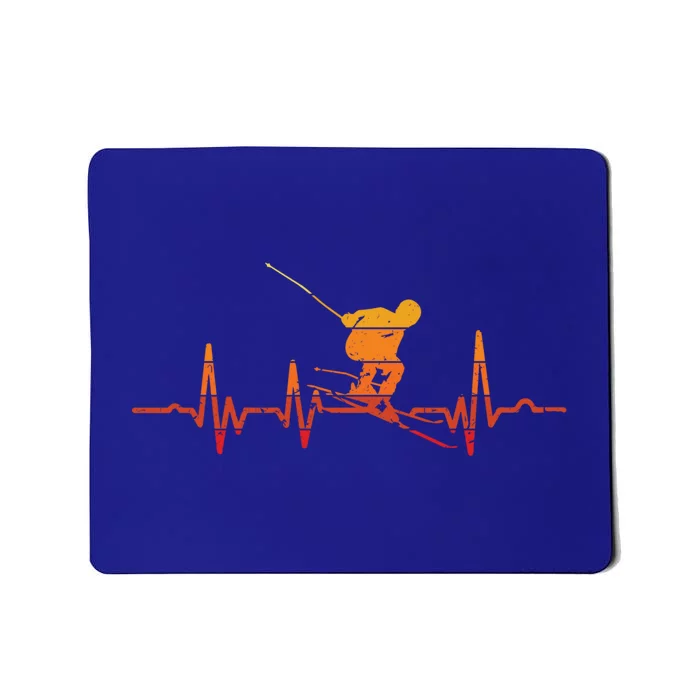 Retro Vintage Skiing Heartbeat Ski Lover Funny Skiers Funny Gift Mousepad