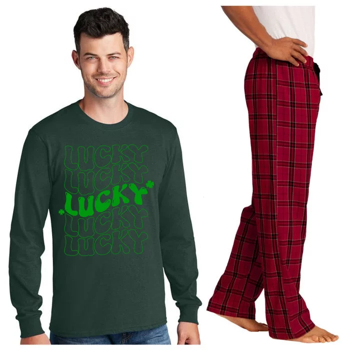 Retro Vintage St Patricks Day Lucky Long Sleeve Pajama Set