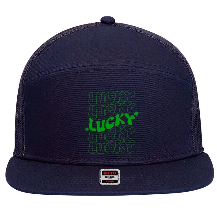 Retro Vintage St Patricks Day Lucky 7 Panel Mesh Trucker Snapback Hat