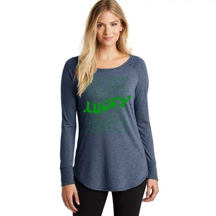 Retro Vintage St Patricks Day Lucky Women's Perfect Tri Tunic Long Sleeve Shirt