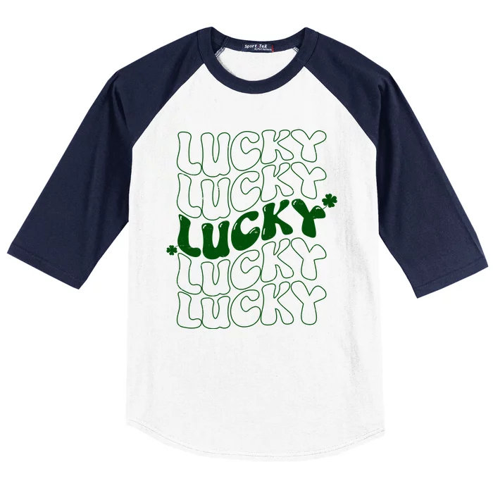 Retro Vintage St Patricks Day Lucky Baseball Sleeve Shirt