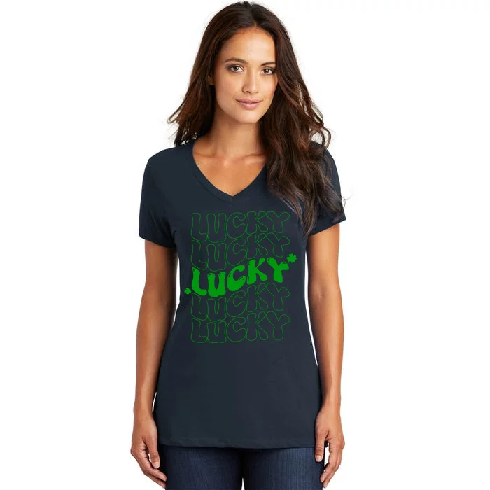 Retro Vintage St Patricks Day Lucky Women's V-Neck T-Shirt