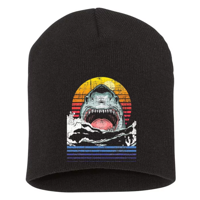 Retro Vintage Shark Marine Biologist Wildlife Shark Lovers Short Acrylic Beanie