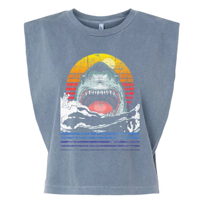 Retro Vintage Shark Marine Biologist Wildlife Shark Lovers Garment-Dyed Women's Muscle Tee