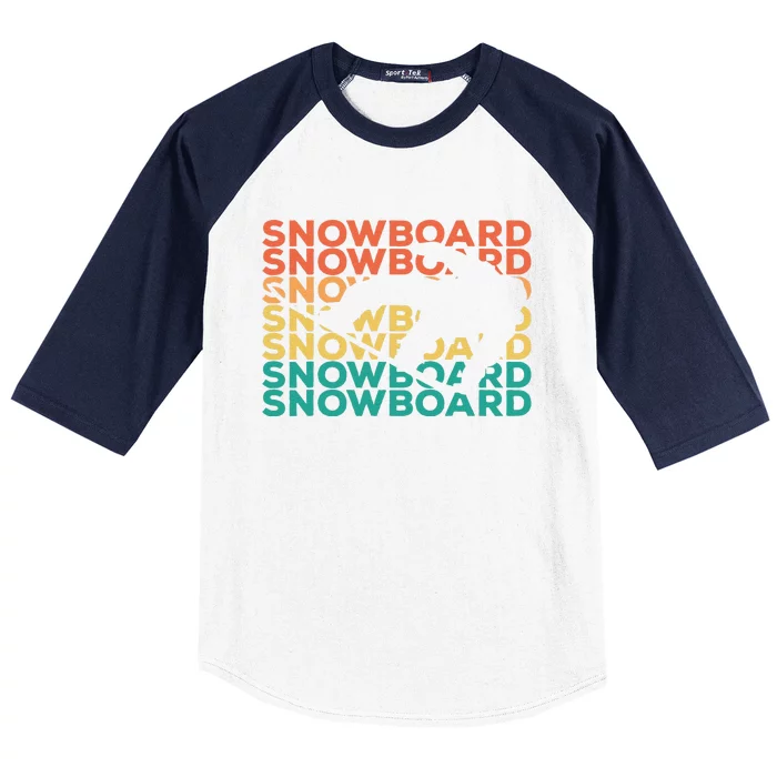 Retro Vintage Snowboarding Gift For Snowboarders Baseball Sleeve Shirt