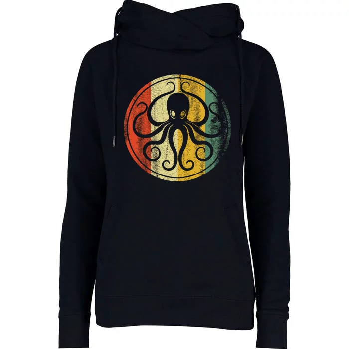 Retro Vintage Sea Monster Octopus Kraken & Cthulhu Womens Funnel Neck Pullover Hood