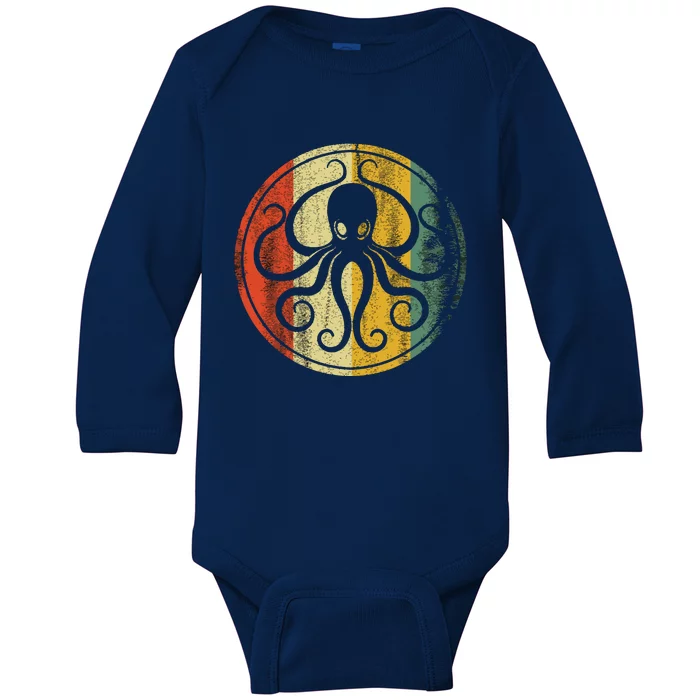 Retro Vintage Sea Monster Octopus Kraken & Cthulhu Baby Long Sleeve Bodysuit