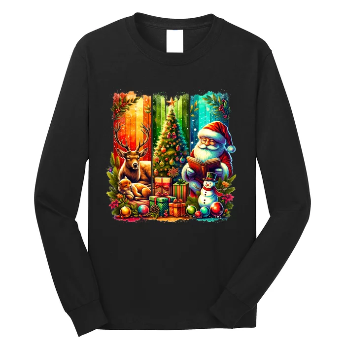 Retro Vintage Santa Christmas Long Sleeve Shirt