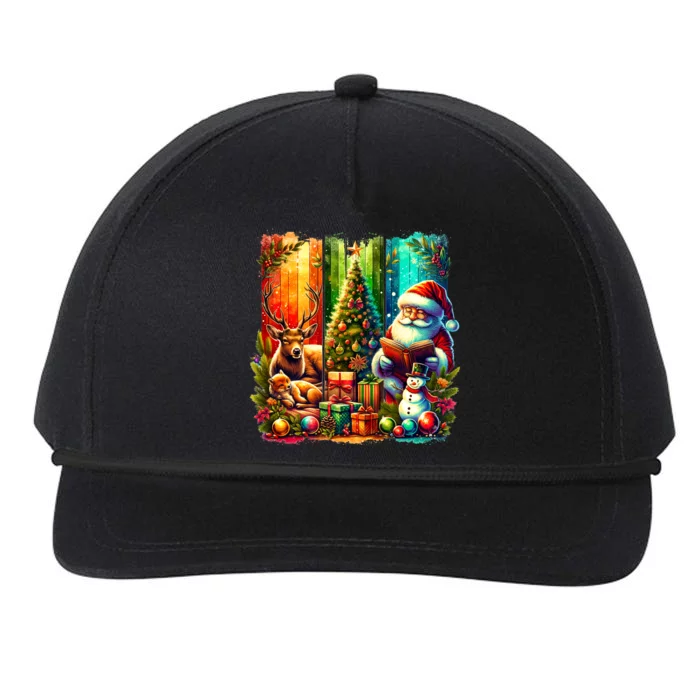 Retro Vintage Santa Christmas Snapback Five-Panel Rope Hat