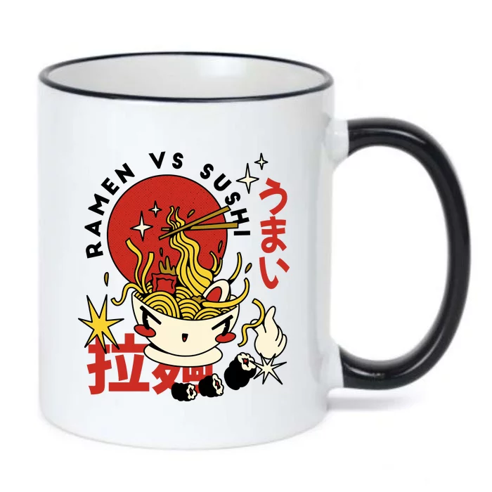 Ramen Vs Sushi Retro Japanese Food Black Color Changing Mug