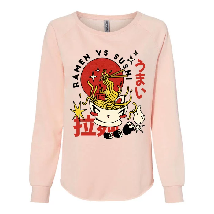 Ramen Vs Sushi Retro Japanese Food Womens California Wash Sweatshirt