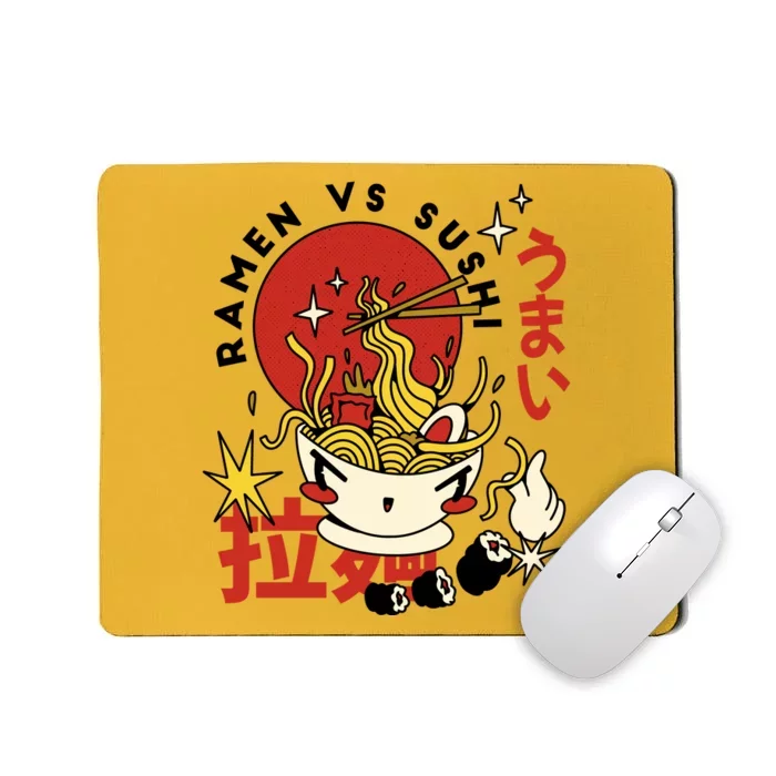 Ramen Vs Sushi Retro Japanese Food Mousepad