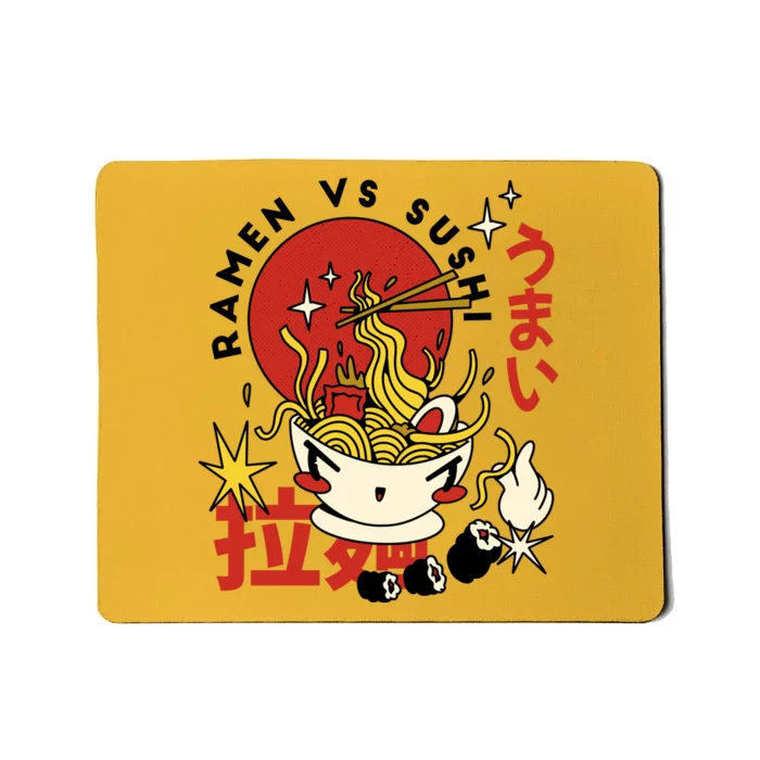 Ramen Vs Sushi Retro Japanese Food Mousepad