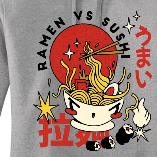 Ramen Vs Sushi Retro Japanese Food Women's Pullover Hoodie