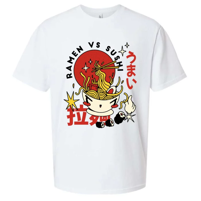 Ramen Vs Sushi Retro Japanese Food Sueded Cloud Jersey T-Shirt