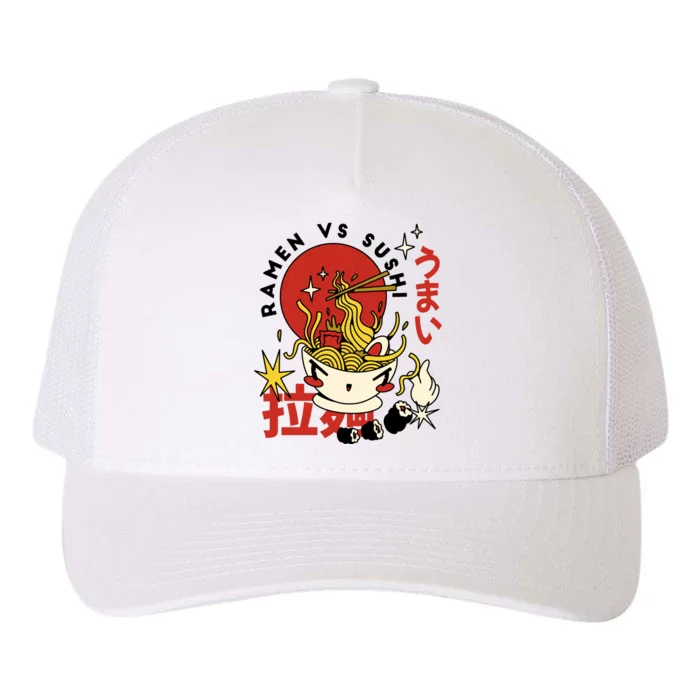 Ramen Vs Sushi Retro Japanese Food Yupoong Adult 5-Panel Trucker Hat