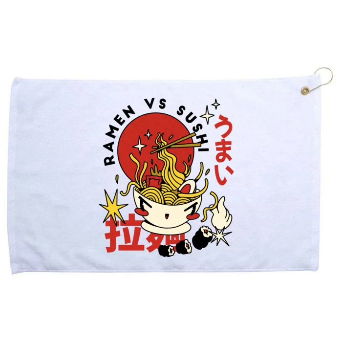 Ramen Vs Sushi Retro Japanese Food Grommeted Golf Towel