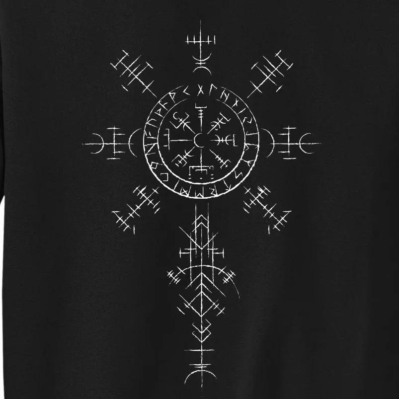 Retro Viking Symbol Compass Vegvisir Nordic Rune Celtic Tall Sweatshirt