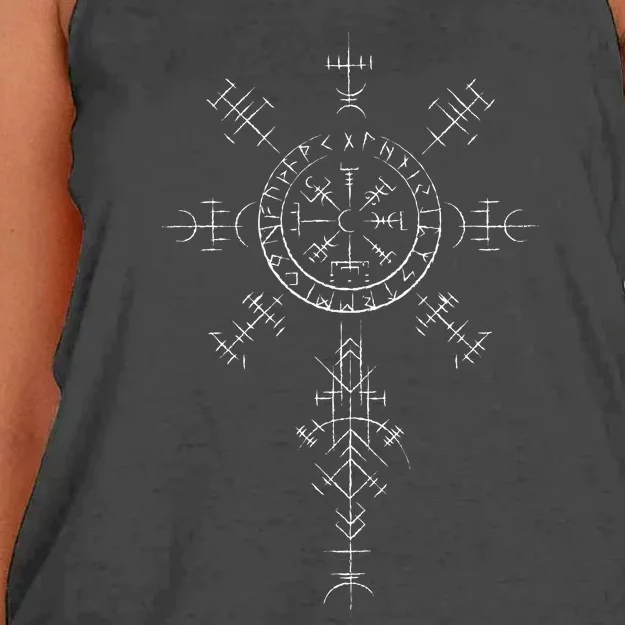 Retro Viking Symbol Compass Vegvisir Nordic Rune Celtic Women's Knotted Racerback Tank