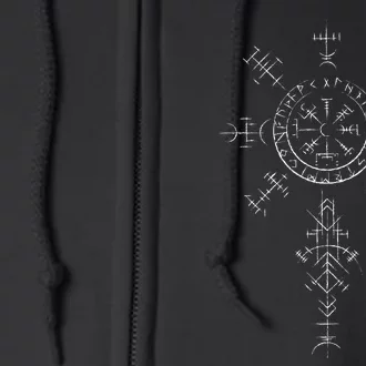 Retro Viking Symbol Compass Vegvisir Nordic Rune Celtic Full Zip Hoodie