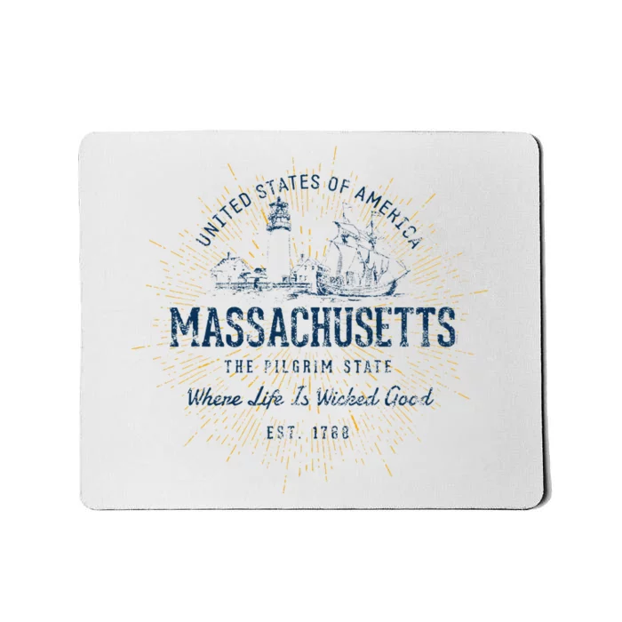 Retro Vintage State Of Massachusetts Mousepad