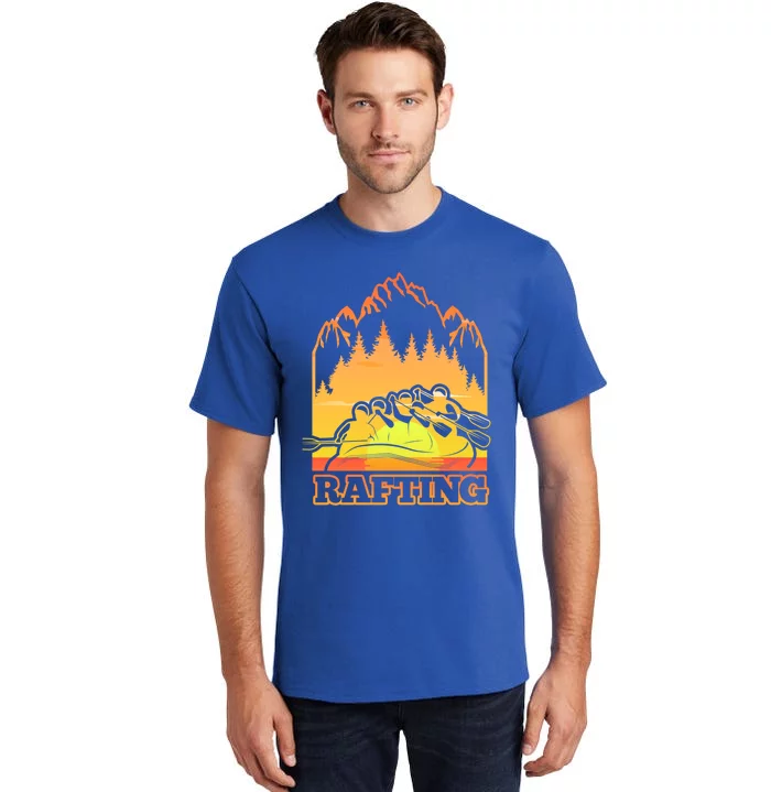 Retro Vintage Sunset Vibe River Rafting Paddle Rafting Funny Gift Tall T-Shirt