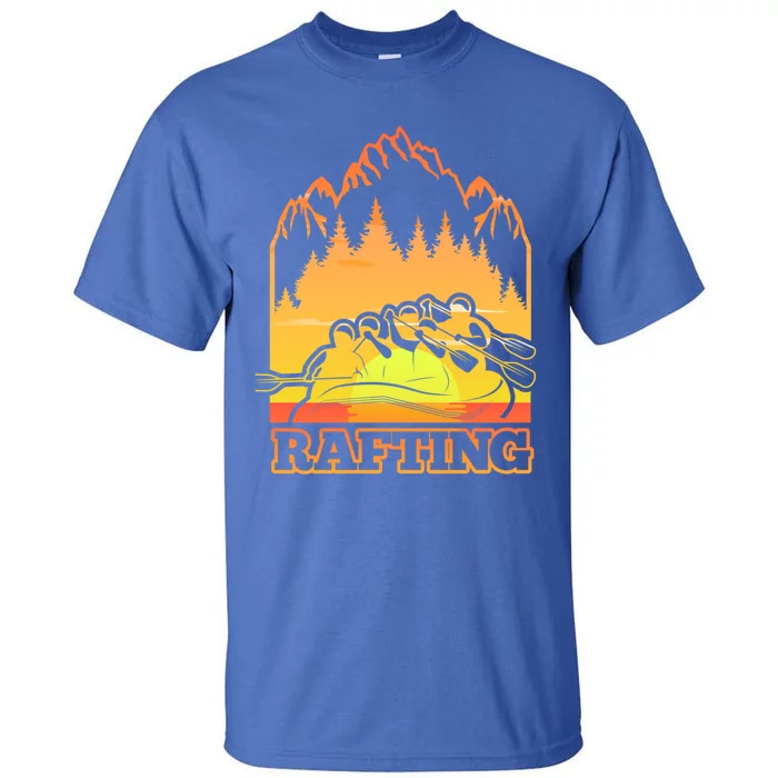 Retro Vintage Sunset Vibe River Rafting Paddle Rafting Funny Gift Tall T-Shirt