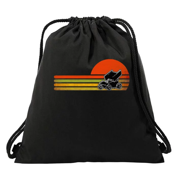 Retro Vintage Sprint Car Dirt Track Racing Distressed Drawstring Bag