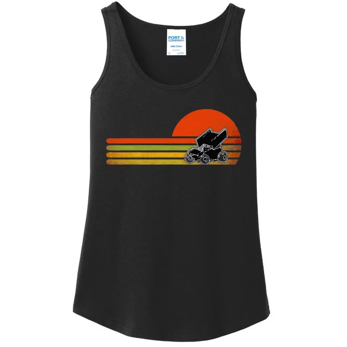 Retro Vintage Sprint Car Dirt Track Racing Distressed Ladies Essential Tank