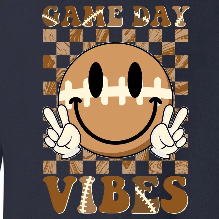 Retro Vintage Smiley Emoji Game Day Vibes Football Sports Fan Toddler Sweatshirt