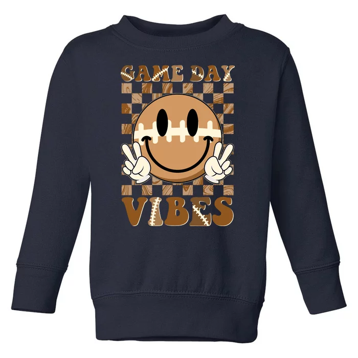 Retro Vintage Smiley Emoji Game Day Vibes Football Sports Fan Toddler Sweatshirt