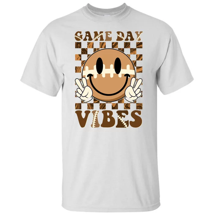 Retro Vintage Smiley Emoji Game Day Vibes Football Sports Fan Tall T-Shirt