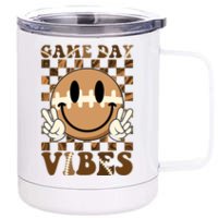 Retro Vintage Smiley Emoji Game Day Vibes Football Sports Fan 12 oz Stainless Steel Tumbler Cup