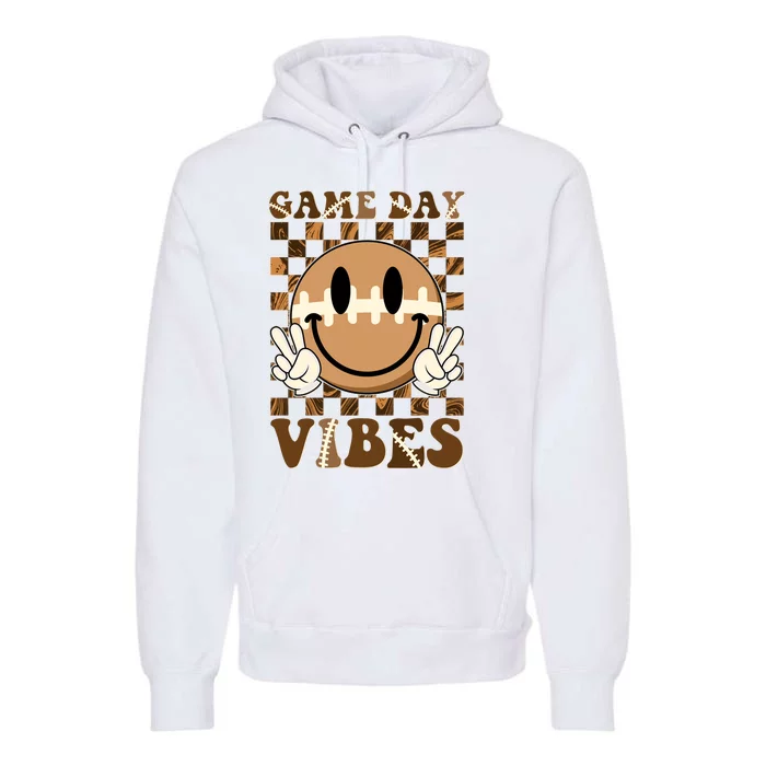 Retro Vintage Smiley Emoji Game Day Vibes Football Sports Fan Premium Hoodie