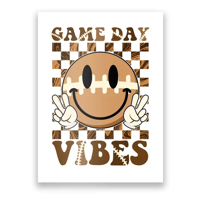 Retro Vintage Smiley Emoji Game Day Vibes Football Sports Fan Poster