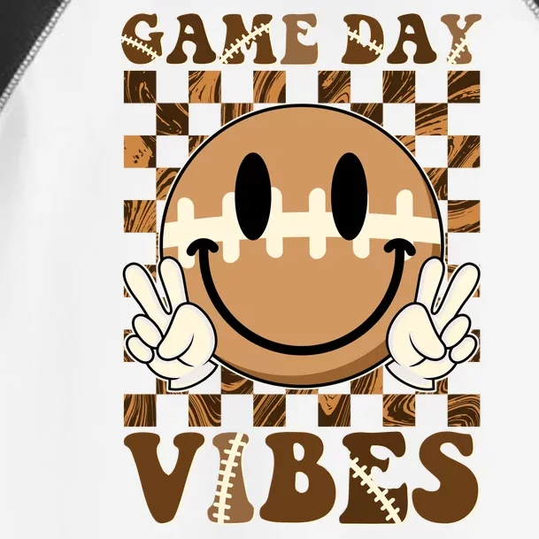 Retro Vintage Smiley Emoji Game Day Vibes Football Sports Fan Toddler Fine Jersey T-Shirt