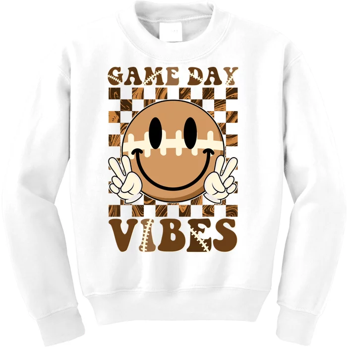 Retro Vintage Smiley Emoji Game Day Vibes Football Sports Fan Kids Sweatshirt