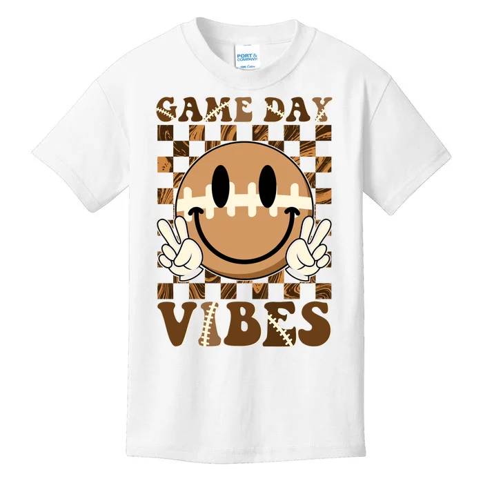 Retro Vintage Smiley Emoji Game Day Vibes Football Sports Fan Kids T-Shirt